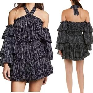 MISA Los Angeles Olivya Dress Off Shoulder Navy‎ Size Small